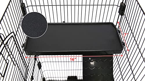 Homey Pet Rat Cage, Small Animal Cage for Ferret, Chinchilla, Guinea Pig | Lockable Wheels, Splash Guard, Easy-Clean Pull-Out Grid Tray, Non-Slip Ramp, Wide Shelf, Safe Lock, Chew-Proof, Black 3-Tier - size: 24.8"L x 16.5"W x 37.8"H