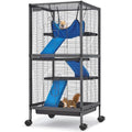 Fragess Small Animal Cage, 45''H Large Metal Rolling 4-Tiers Guinea Pig Cage, Ferret Cage, Rabbit Cage, Chinchilla Cage for Rats/Hamsters, 0.5'' Bar Spacing with Removable Ramp & Platform (Medium)