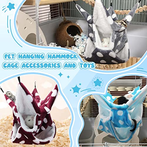LEFTSTARER Rat Ferret Sugar Glider Cage Hammock Bedding Small Pet Cage Accessories Toy Triple-Layer Hammock Bedding for Hamster Guinea Pig Sugar Glider Rat Ferret Chinchilla Playing Sleeping (Blue) - color: Blue