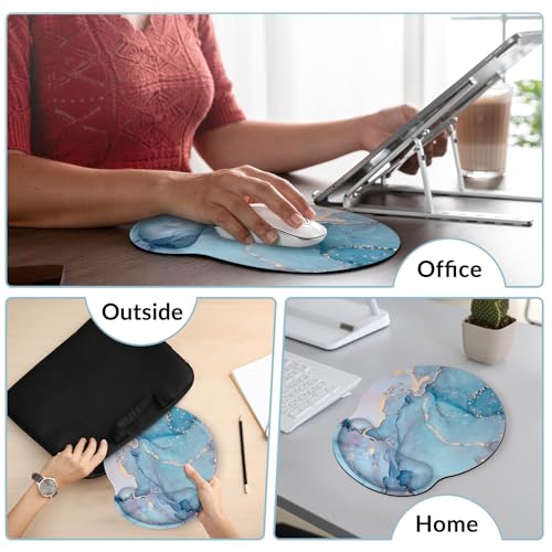 KONVINIT Ergonomic Mouse Pad with Wrist Rest, Small Mousepad with Non-Slip Rubber Base and Smooth Surface, Blue Mouse Pads for Desk, Office Desk Accessories - color: Green Marble