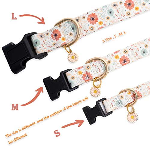Faygarsle Cotton Designer Dogs Collar Cute Flower Dog Collars for Girl Female Small Medium Large Dogs with Flower Charms XS - color: Beige, size: XS
