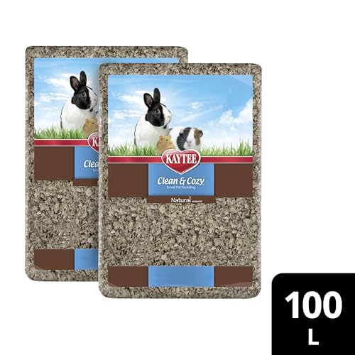 Kaytee Clean & Cozy Natural Paper Bedding, 100 Liter | Keeps habitats fresh. Small animal bedding for rabbits, guinea pigs, hamsters. Hamster bedding odor control, 99% dust-free - size: 100 Liter