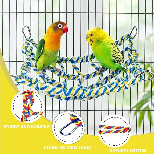 Colorful Climbing Rope for Cage - 12.6 x 9.84 Inch Multi-Color Rat Rope, Hammock, Bridge & Ladder Toy - Cage Accessories for Small Animals Like Hamster, Rat, Bird, Ferret, Guinea Pig
