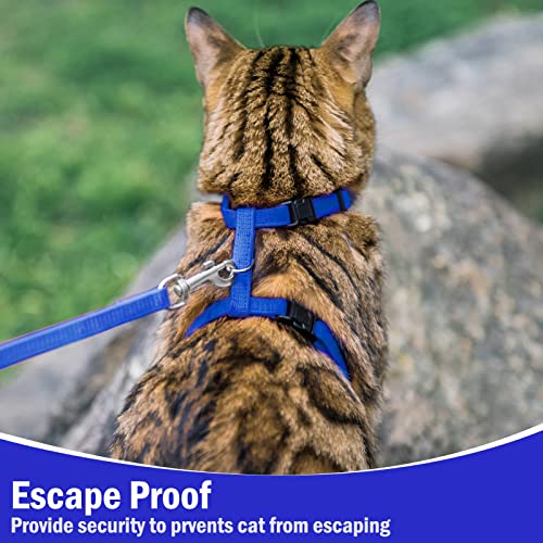 PUPTECK Adjustable Cat Harness and Leash Set Escape Proof Kitten Strap Collar for Walking Travel, Blue - color: Navy Blue, size: Small