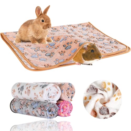 Grddaef 4Pcs Inch Guinea Pig Blanket, 30X20 Bunny Washable & Plush Flannel Sleeping Mats Pad Rabbit Bedding Cage Liners for Hamster Guinea Pig Chinchilla Hedgehog Ferret Small Animal - size: L-30 x 20 Inch