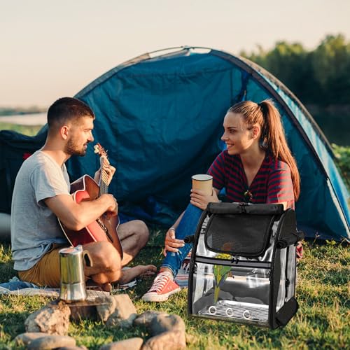 Bird Carrier Bag with Indestructible Stainless Steel Mesh, Bird Travel Cage with Stand, Easy to Clean Backpack for Parrot, Portable Bird Travel Bag, Black - color: Black