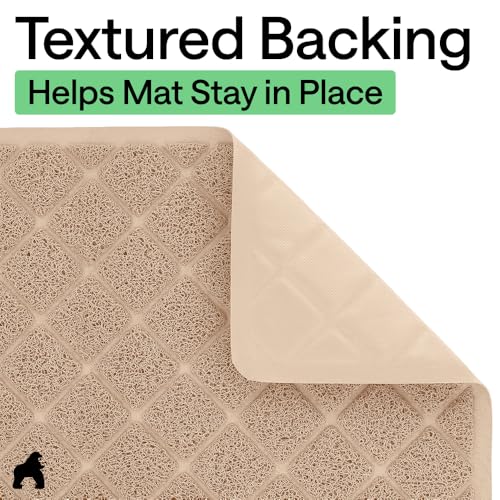 GORILLA GRIP Cat Litter Box Mat, Cushioned Coil Mesh Litter Trapping Mats, Scatter Control Supplies for Less Mess, Phthalate Free, Ultra Deep Catch Grooves, Rinse or Vacuum to Clean, 24x17 Beige - color: Beige, style: Small (24" x 17")