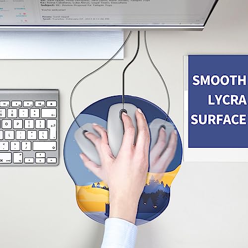 Mouse Pad with Wrist Rest, Comfortable Computer Mousepad with Gel Wrist Support Smooth Surface and Non-Slip PU Base for Pain Relief, Laptop, Office & Home (Moon Night) - color: Moon Night