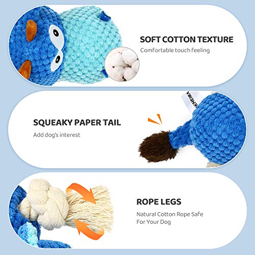 IOKHEIRA Dog Plush Toy for Large Aggressive Chewers,Indestructible Dog Squeaky Toys,Stuffed Animals Toys with Cotton Material and Crinkle Paper,Durable Chewing Toys (Royal Blue, Cattle) - color: Royal Blue
