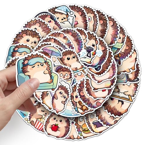 50PCS Cute Hedgehog Stickers for Water Bottles, Vinyl Waterproof Sticker Lovely Cartoon Decals Pack for Laptop Guitar Scrapbook Skateboard Party Supplies (Hedgehog)