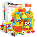 PicassoTiles 120pcs Hedgehog Interlocking Building Blocks Tiles Construction Toy Set Learning Playset STEAM Development Preschool Kindergarten Toy for Kids Age3+ PTB120 | Soft rubbery texture, easy-connect forms, BPA-free & lead-safe material, 20+ 3D desi