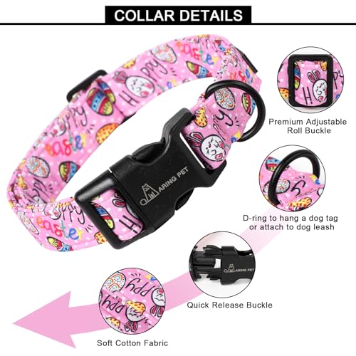 ARING PET Easter Dog Collar, Cute Pink Eggs Pet Collars with Quick Release Buckle for Puppy Small Medium Large Boy Girl Dogs-XS - color: Easter-Pink Egg, size: X-Small