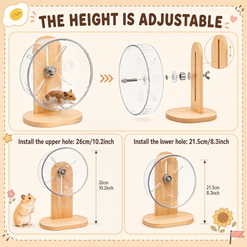 BreezeHug 6 Pcs Hamster Cage Accessories Hamster Wooden Tunnel Bridge Hideout with Platform Exercise Wheel Water Bottle with Stand Decorative Landscape for Small Pets Dwarf Syrian Mice Degus Gerbils - style: Modern