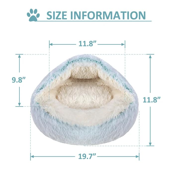 Round Fluffy Hooded Cat Bed Cave, Anti-Anxiety Cave Bed with Blanket | Hooded Cat Bed Cave, Cozy Cuddler Luxury Puppy Pet Bed, Anti-Slip Bottom and Machine Washable - color: Green, size: Medium