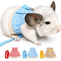 Guinea Pig Harness and Leash Set, Small Animal Dress Vest for Ferrets, Chinchillas and Similar Pets, Adjustable Walking Outfit with 4FT Leash,Blue Plaid, M,1530-5 - color: Blue Plaid, size: M: 5-7" Neck, 9-10" Chest, GPig/Ferret