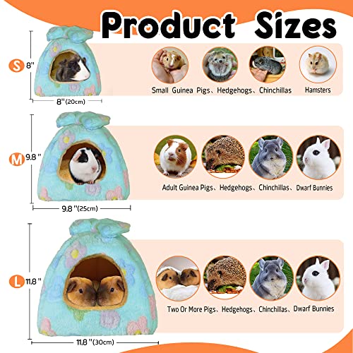 Guinea Pig Bed, Hideout House for Small Animals, Warm & Cozy | Premium Fleece Material, Ideal Bed & Accessories for Hamsters, Chinchillas, Dwarf Bunnies, Hedgehogs, M, Green Flower - color: Green, size: M-10" x 10"