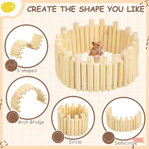 5 Pcs Hamster Platform Wooden Fence Bridge Ladder Climbing Toy Hidden House Exploring Toy with Hamster Bath Container Decor Cage Accessories for Small Animals Dwarf Syrian Gerbils Squirrel(Classic) - style: Classic