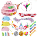 UPSKY 24 PCS Cat Toys Set with Teaser, Mice, Spring, and Various Ball Toys | Puzzle Kitten Toys, Sturdy Structure, Detachable Design, Easy to Assemble, Anti-Slip, Reduces Boredom for Indoor Cats - color: D-24PCS-Pink