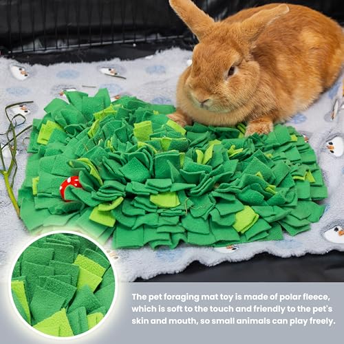 Rabbit Foraging Mat, Interactive Bunny Snuffle Feeding Toy | Soft Indoor Enrichment Pet Toy for Guinea Pig, Hamster, Chinchilla, Puppy, Kitten, Small Animals