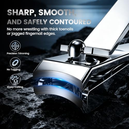BEZOX Nail Clipper with Catcher - Silver | Splatter-Proof Fingernail Clipper and Toenail Clipper for Men, Women & Seniors – Sharp Blade, Premium Stainless Steel