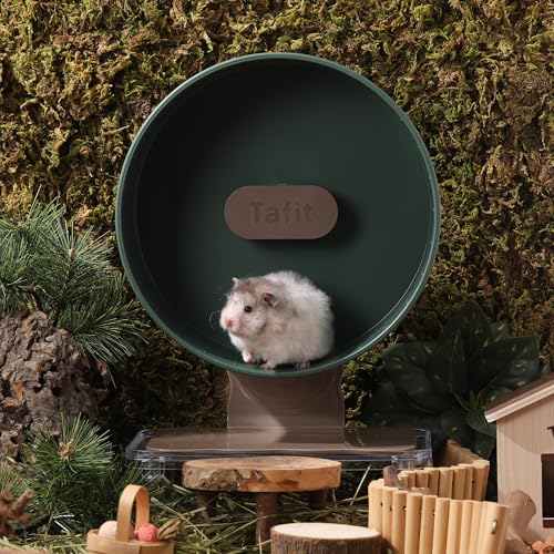 Silent Hamster Wheel 8.7 Inch Dual-Bearings Small Animals Quiet Running Exercise Wheels, Height Adjustable for Dwarf Hamsters, Gerbils, Mice, Hedgehog, or Other Small Pets, Avocado Green - color: Avocado Green, size: 8.7inch