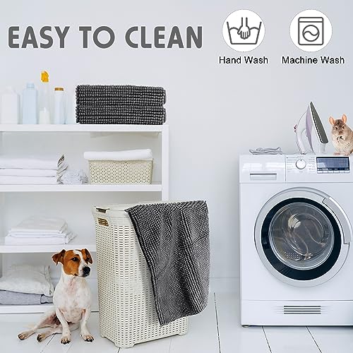 4 Pcs Guinea Pig Cage Liner 47 x 24 Inch Washable Chenille Pee Pads Pet Dog Cat Bedding Training Mat Reusable for Small Animals Puppy Bunny Hamster Chinchilla - color: Dark Gray, size: 47 x 24 Inch, style: Low Pile Chenille