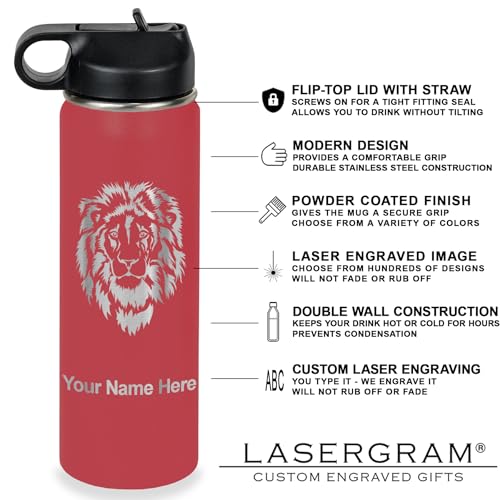 LaserGram Personalized 20oz Water Bottle, Tree Frog (Maroon) | Engraved Gift, Vacuum Insulated Stainless Steel, Flip-Top Straw Lid, Laser Engraved With Your Name - color: Maroon, size: 20 Ounces
