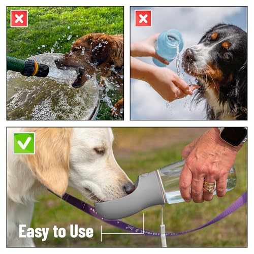Mr. Pen- Portable Dog Water Bottle, 19 oz, Large | Leak Proof Puppy Water Dispenser with Drinking Feeder for Pets, Outdoor Walking, Hiking, Travel, Not Dishwasher Safe - color: Gray