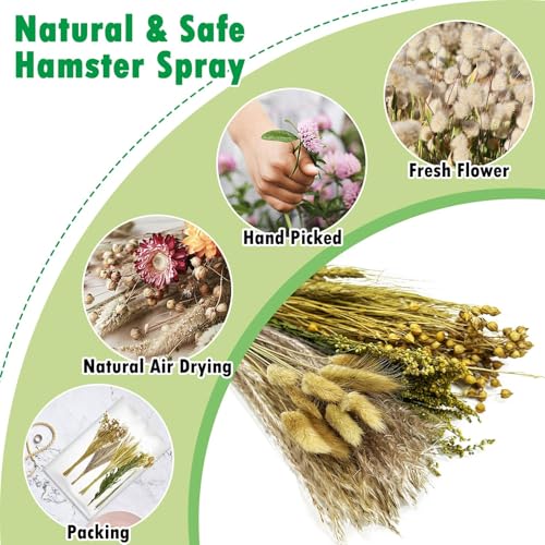 PINVNBY Natural Flower & Herb Hamster Bedding Habitat Decor Grain Guinea Pig Bedding Hamster Sprays Hamster Cage Accessories for Guinea Pig Dwarf Syrian Gerbils Mice Mouse Rat (Grain Version)