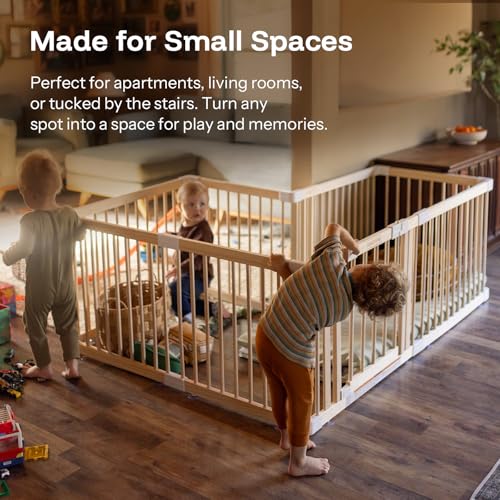 HARPPA Grovi Playpen, GREENGUARD Gold Certified – 43.3 x 43.3 inch | New Zealand Pine Wood - size: 43.3 x 43.3 x 24 Inch
