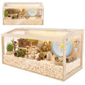 Wooden Hamster Cage, 32inch Large Hamster Enclosure with Openable Top & Stabilized Acrylic for Small Animals, Guinea Pig, Rabbit, Rat, 32" L x 16''W x 16''H Hamster Habitat with Multi-Vent - size: 32.0"L x 16.0"W x 16.0"H