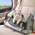 Soft-Sided Travel Cat Carrier with Safety Buckles, Lockable Zippers & Safety Tether, Escape-Proof Collapsible Pet Carrier for Car Rides & Vet Visits, Airline Approved Underseat, Up to 12lbs - color: Grey
