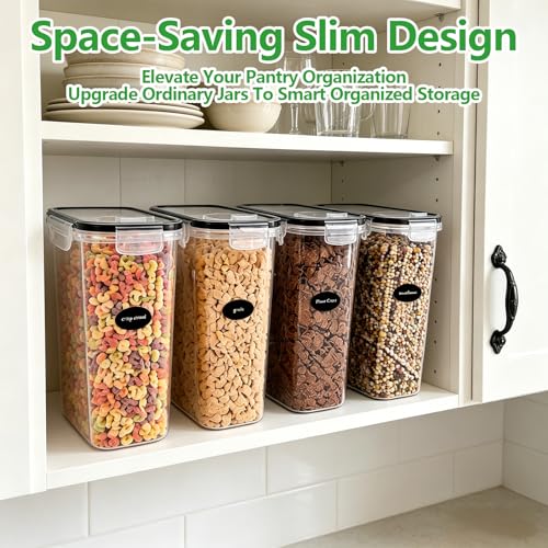 4pcs 4L Airtight Plastic Canisters, Kitchen Pantry Dry Food Storage | 4pk 4L airtight canisters, tight sealed lids lock out moisture. Premium plastic, stackable for all kitchen dry foods - size: 4 pcs(4L)