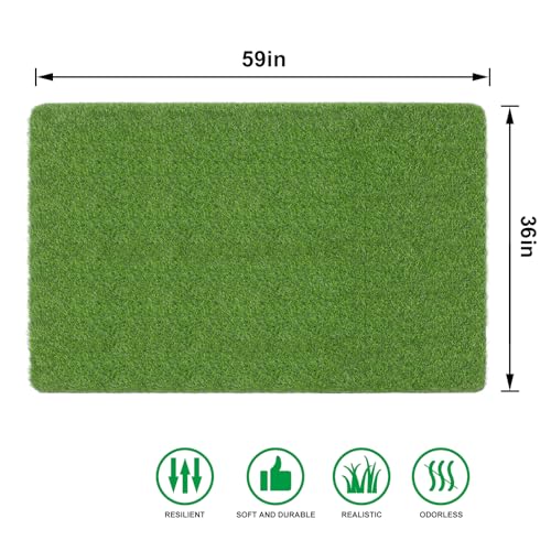 Artificial Turf Rug For Dog, Sturdy Indoor/Outdoor Fake Grass, 36" x 59" | Safety material, Durable TPR bottom, Realistic look, Non-Slip, Dog urine will NOT soak through to your floor. - size: 3' x 4'11" (Rectangular)