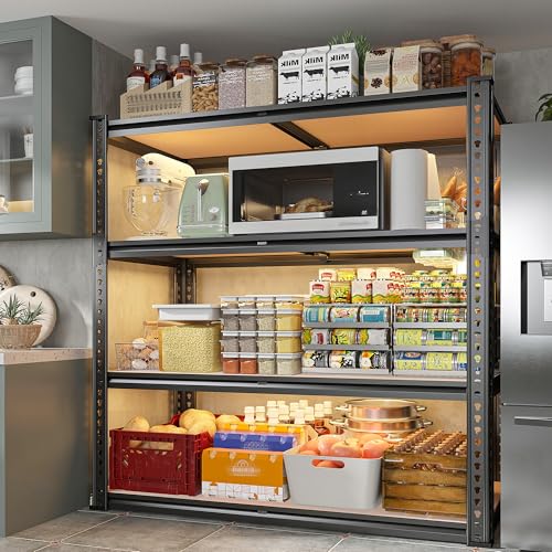 REIBII 2000LBS Storage Shelves,4-Tier Adjustable Garage Shelving for Pantry | 500 lbs per shelf,Metal Shelves,Upgards MDF boards,Tool-free assembly,for Basment Warehouse Commercial,40" W × 20''D × 60''H - size: 20"D x 40"W x 60"H