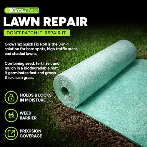 Growtrax Biodegradable Grass Seed Mat - 100 Sq Ft Year Round Green | Grass Seed Mat for Lawns, Dog Patches & Shade, Just Roll, Water & Grow, No Fake or Artificial Grass - size: 803+