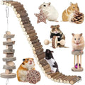 Hamster Accessories - Guinea Pig & Chinchilla Chew Toys - Suspension Bridge Set - Willow Ball & Stuff for Dwarf Syrian Chinchillas & Gerbils