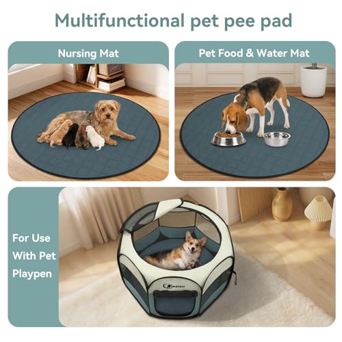 Siedihit Washable Reusable Pet Pee Pads, Absorbent Non-Slip Training Mat | for Dog Cat Rabbit Puppy Kitten, Whelping Playpen Crate Bed Cage Home Indoor Outdoor (Large - 2pack, Round) - size: Large - 2pack