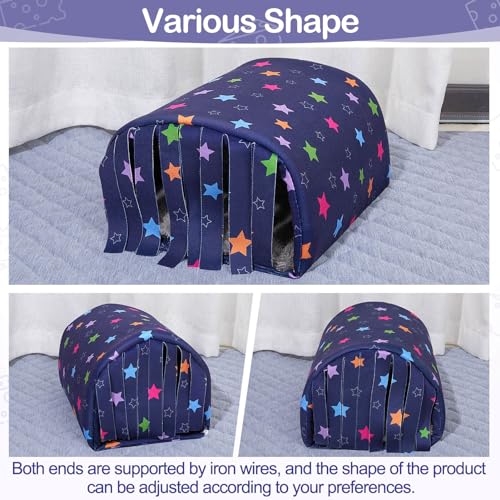 Washable Guinea Pig Tunnel with Curtains - Cozy Hamster Hideout Fit for Small Animals - Soft Accessories for Hamster/Chinchilla/Bunny - color: Dark Blue