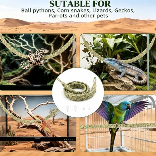 Snake Climbing Rope, Snake Enrichment Supplies, Lizard Climbing Toys, Small Reptile Climbing Toy, Snakes Ladders Toys, Reptile Tank Accessories, Snakes Tank Decoration for Ball Python rab Lizards