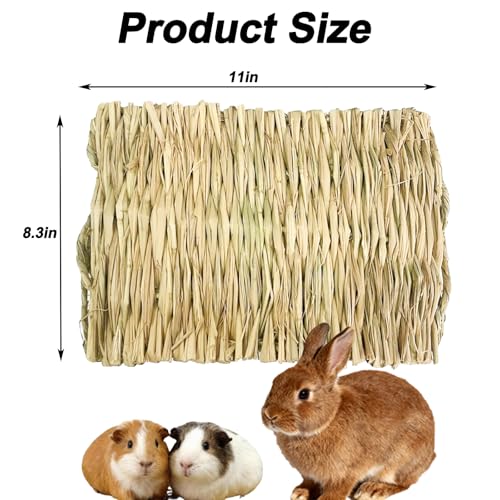 kathson 8 PCS Bunny Grass Mat Natural Woven Pet Bed Nest Mats Rabbits Chew Toys for Hamsters Parrot Rabbits Hedgehog Guinea Pig Bunny and Other Small Animals - size: 8 pcs