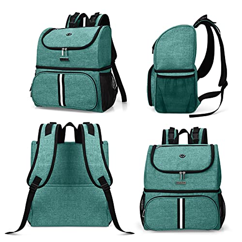 BAGLHER Pet Travel Bag, Double-Layer Pet Supplies Backpack (for All Pet Travel Supplies), Pet Travel Backpack with 2 Silicone Collapsible Bowls and 2 Food Baskets Green - color: Green
