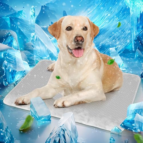 Mora Pets Dog Cooling Mat Instant Self Cooling Pad for Dogs & Cats Breathable Washable Summer Pet Cool Mat Indoor Outdoor, Cold Blanket for Floor Crate Car Travel Use Non Slip Large 40'' x 28'' Grey - color: Grey, size: 40-Inch (Large)