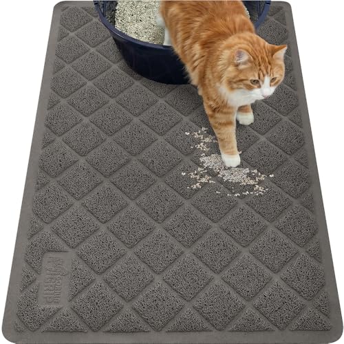 GORILLA GRIP Cat Litter Box Mat, 40x28, Cushioned Coil Mesh Litter Trapping Mats, Scatter Control Supplies for Less Mess, Phthalate Free, Ultra Deep Catch Grooves, Rinse or Vacuum to Clean, Dark Gray - color: Charcoal, style: Extra Large (40" x 28")