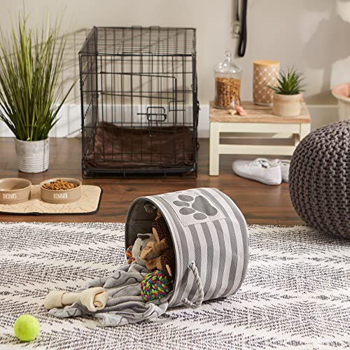 Bone Dry Pet Storage Collection Striped Paw Patch Bin, Small Round, Grayz, Medium Breeds - color: Gray, size: Small Round