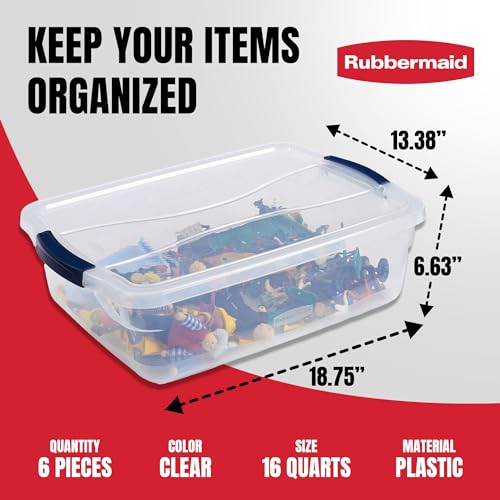 Rubbermaid Cleverstore 17 Quart Clear Latching Waterproof Stackable Airtight Storage Containers with Durable Latching Lids (6 Pack) - size: 17 Qt – 6 Pack