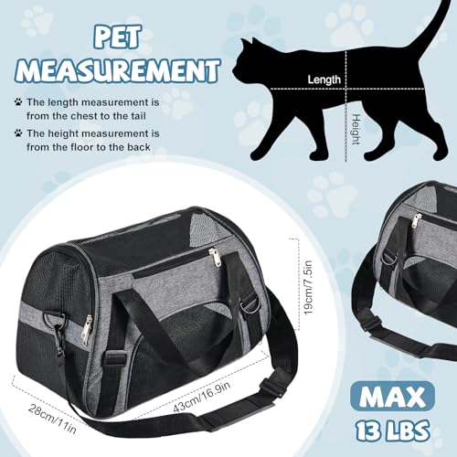 4 Pcs Cat Carrier Soft-Sided Pet Carrying Bag for Cat Under 13 Lbs, 16.9 x 11x 7.5 Inch, Portable Foldable Comfortable Bag for Small Pet Travel(Black, Gray) - color: Black, Gray