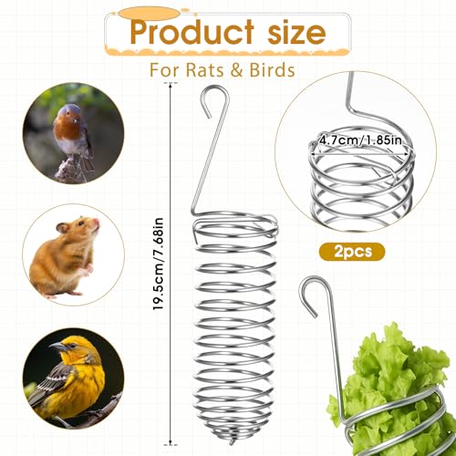 2Pcs Rat Enrichment Toys Bird Food Holder Rat Parrot Foraging Toy | Stainless Steel, Hanging Rodent Toy, Fruit Vegetable Holder, Puzzle Toys, Slow Feeder, Parakeet Foraging