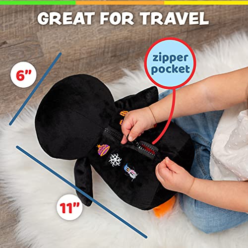 Buckle Toy, Blizzard Penguin Stuffed Animal, Counting and Color Recognition | Montessori Learning Activity Toy, Develop Motor Skills and Problem Solving, Kids Airplane Travel Accessories