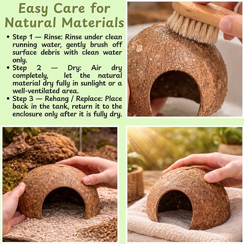 Hermit Crab Coconut Hideout Climbing Toys, Hermit Crab Coconut Shell Hut and Hideout with Ladder, Climbing Ladder Bridge Ramp Hammock Toys, Small Animals Tank Accessories (Coconut Ladder)